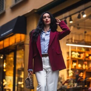 Alternative view of BURGUNDY OVERSIZED BLAZER JACKET