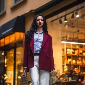 BURGUNDY OVERSIZED BLAZER JACKET