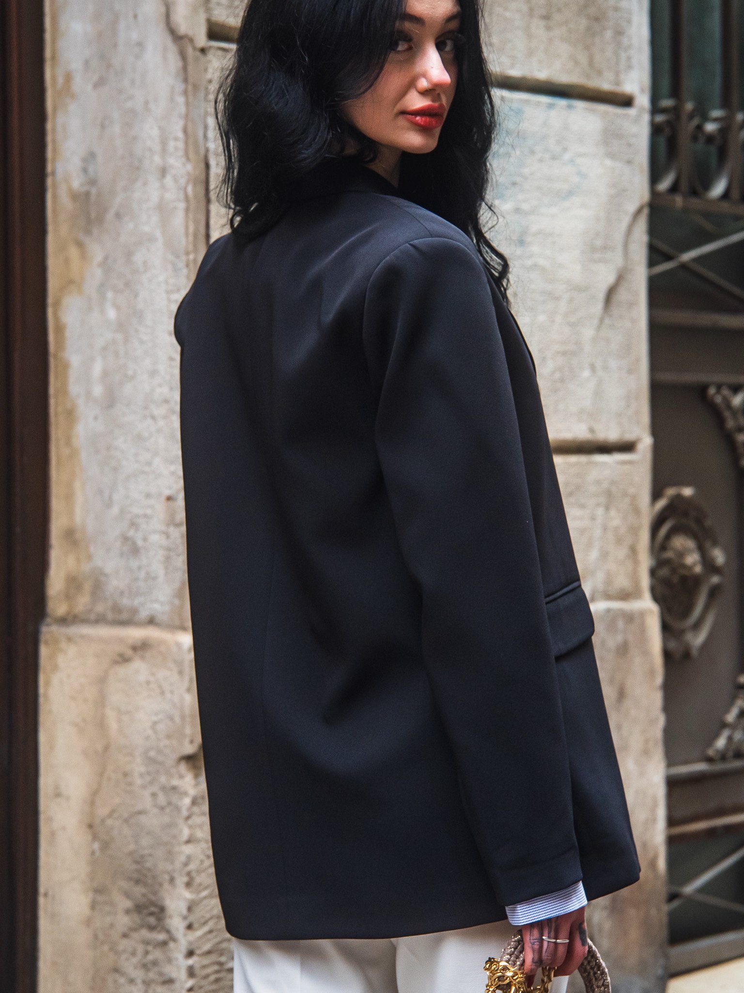 BLACK OVERSIZED BLAZER JACKET - Görsel 3