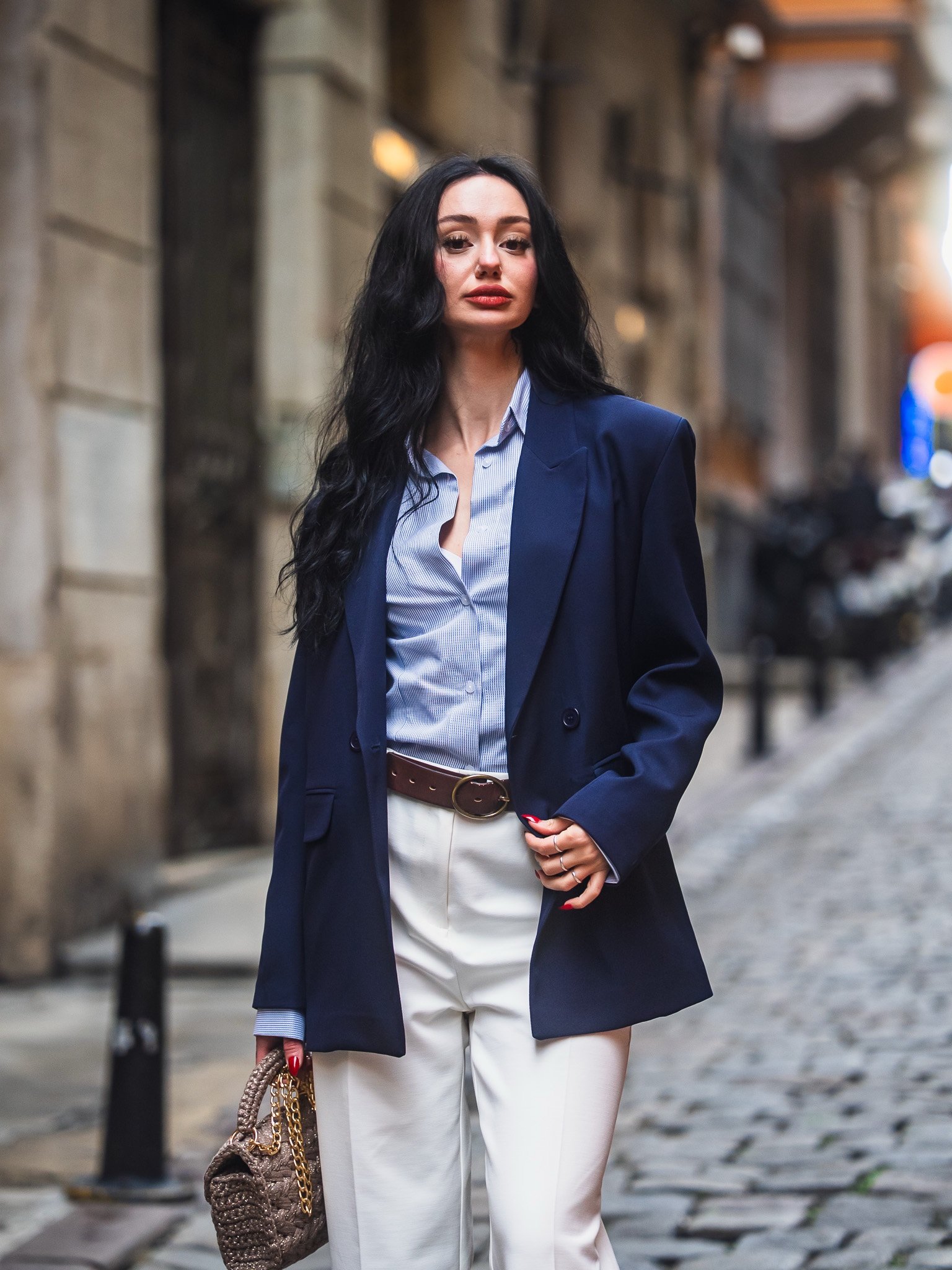 NAVY OVERSIZED BLAZER JACKET