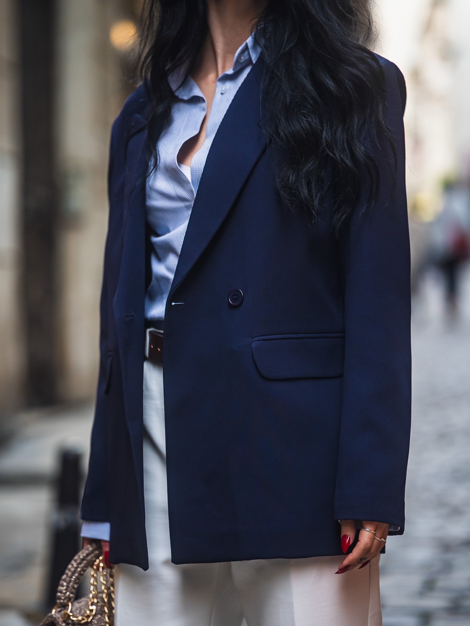 NAVY OVERSIZED BLAZER JACKET - Görsel 4